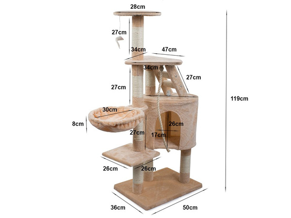 DRAPAK DLA KOTA DRZEWKO DOMEK LEGOWISKO 119cm