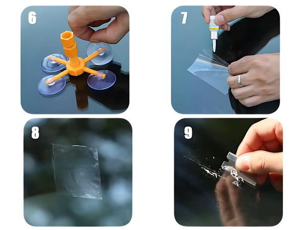 Windscreen repair kit chipping cracking glass adhesive