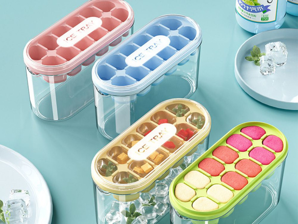 Molde para cubitos de hielo con recipiente y tapa molde de silicona para cubitos de hielo