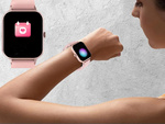 Reloj inteligente para mujer y hombre con correa de goma, deportivo, Bluetooth, llamadas, rosa
