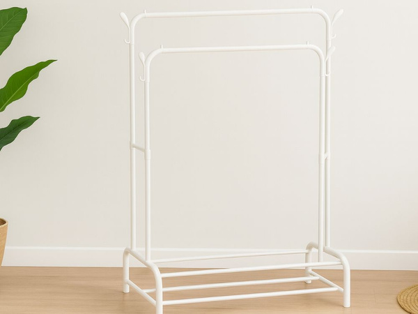 Porte-vêtements sur pied avec étagères pour chaussures et vestes armoire métallique