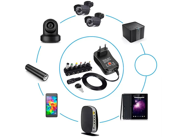 ÎNCĂRCĂTOR UNIVERSAL DE ALIMENTARE REGLABIL MULTI-GAMĂ 6 CONECTORI 3V-12V