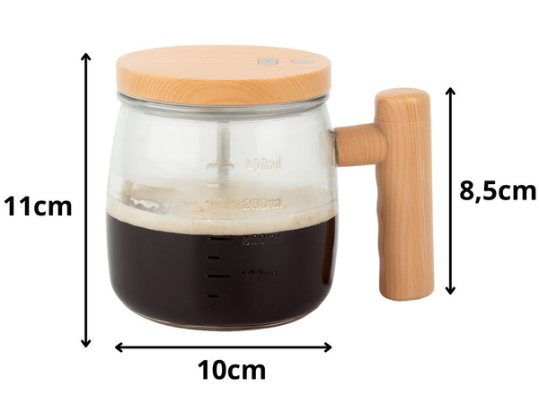 Önmegkeverő bögrék kávéhoz, teához és egyéb italokhoz, üveg, elektromos, 400 ml