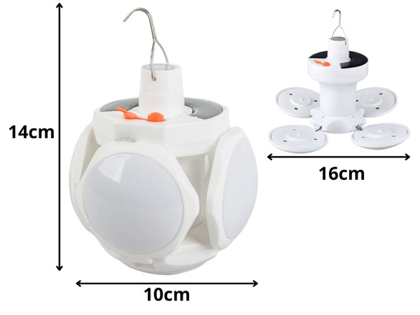 Skladacia led solárna kempingová lampy pre záhradný háčik, turistický stan