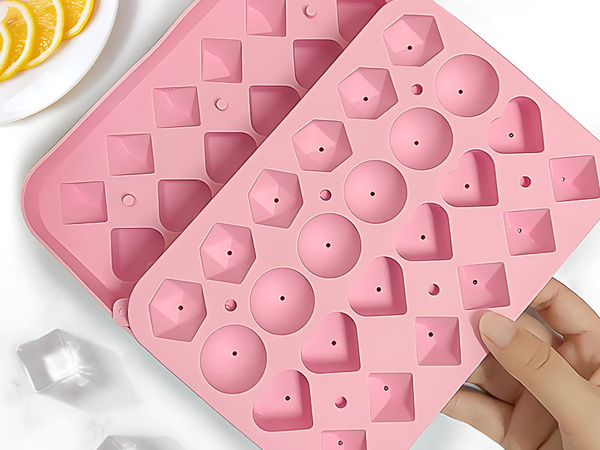 Moule à glaçons en silicone 3D en forme de cœur, boule, diamant et cube pour boissons