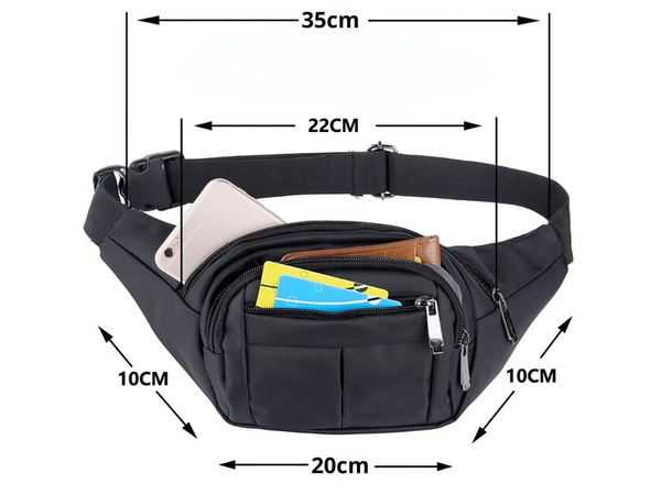 Men's kidney sachet women's sports belt 4 pockets black adjustable