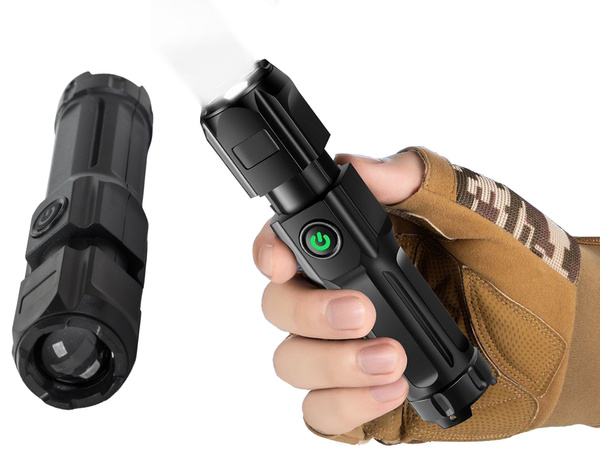 Torche led tactique rechargeable zoom xpe led militaire forte police