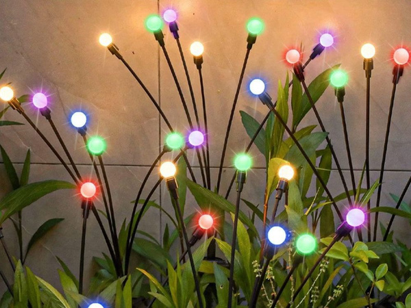 SOLAR-GARTENLAMPEN KUGELN 2 STÜCK MIT JE 6 LED-RGB-LAMPEN, 70 CM LANG