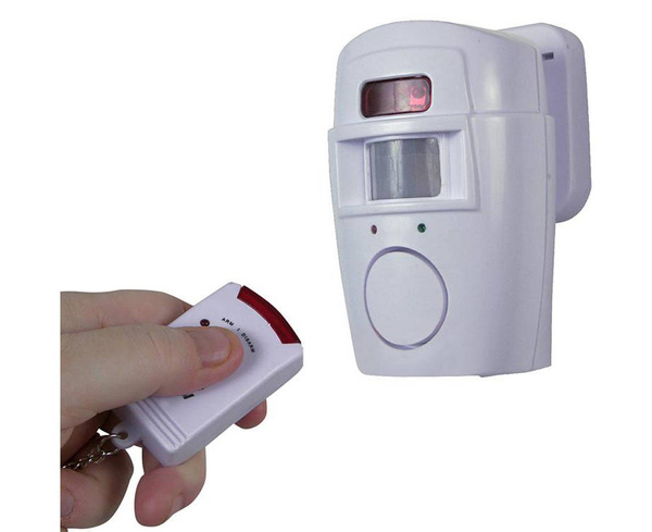 Vezeték nélkül kapcsolatos mozgásérző alarm + 2 kulcsos riasztó 105db