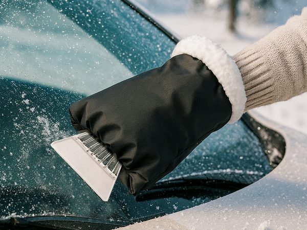 Raspador de hielo para ventanas de coches con guante para hielo y nieve mango blando