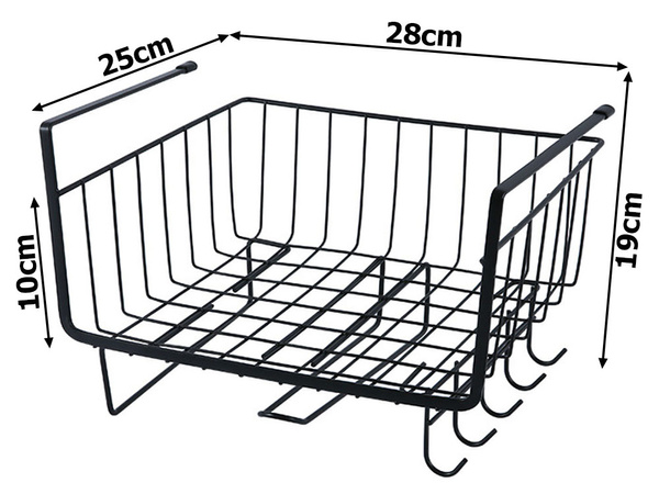 Metal basket under cabinet top 6 hooks paper holder