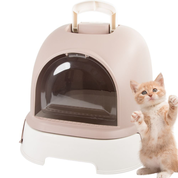 Cat litter tray large closed for litter shovel sturdy pull-out