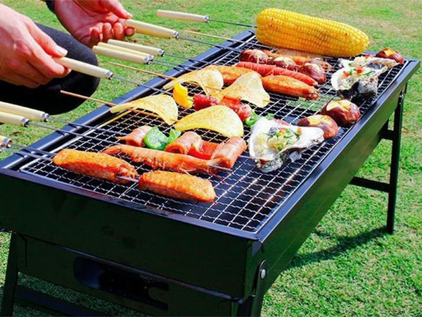 Potovalni žar prenosni zložljivi kovček oglje kampiranje bbq velik