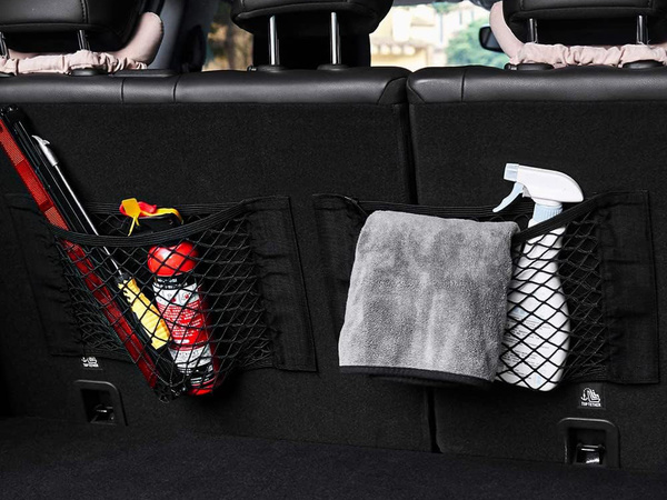 Automašīnas bagāžas nodalījuma tīkls izturīgs ar velcro pie automašīnas sēdekļa izturīga kabata 50x25cm
