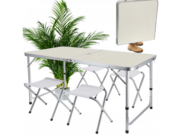 Folding camping table tourist table set with 4 chairs garden table
