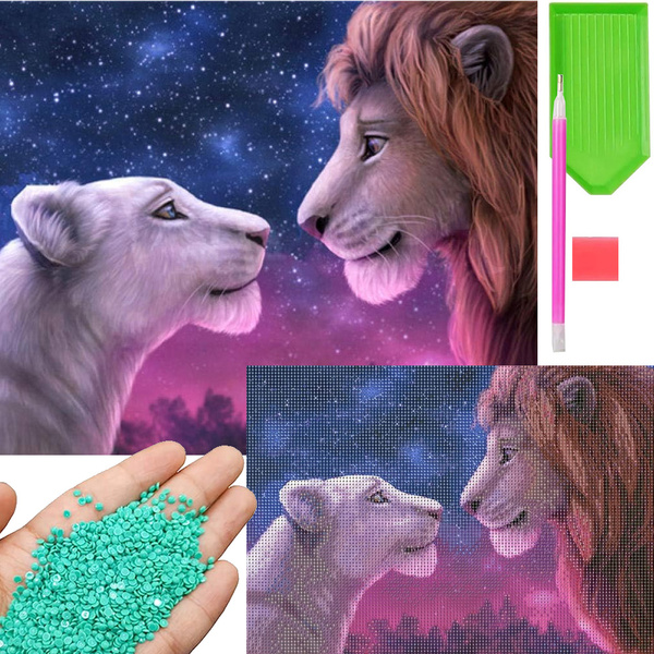 Diamantna vezenina lev set diamantna slika kralj