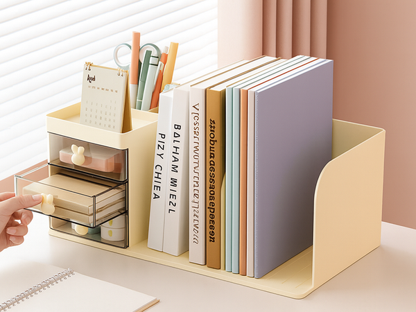 Armario organizador de escritorio estantes para libros y objetos pequeños cajones