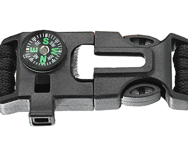 Bracelet survival wristband 5in1 compass flint rope knife paracord rope