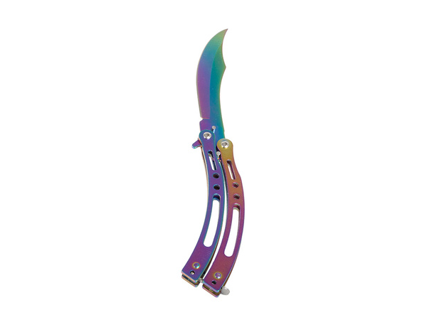 Navaja mariposa afilada hoja plegable arco iris fade