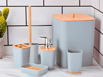 Badezimmer-set badezimmerbürste wc seifenspender abfallkorb bambus 5