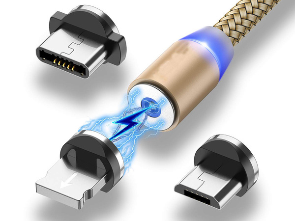 Magnetický nabíjací kábel 3w1 micro typ-c usb lightning 1m