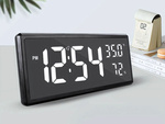 Zegar budzik elektroniczny cyfrowy led stojący wiszący temperatura wilgoć