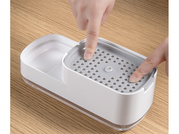 Distributeur de liquide vaisselle pour évier de cuisine, distributeur avec éponge