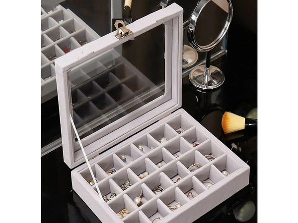 Jewellery box organiser display suede