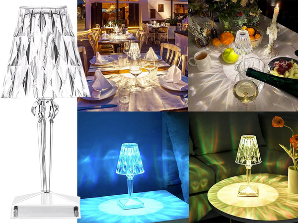 Lampara sobremesa led cristal rgb usb mando a distancia