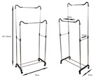 Penderie porte-manteau mobile double étagère sur roulettes
