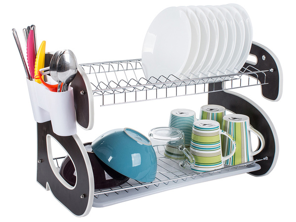 Double-decker stand-up dishwasher drainer