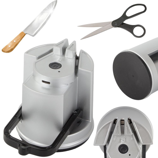 Electric knife and kitchen scissor sharpener with suction cup, rechargeable