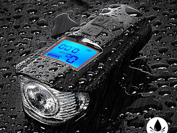 Přední zadní vedl jízdní kolo lampa km počítadlo klakson hlasitý zvonek 3v1