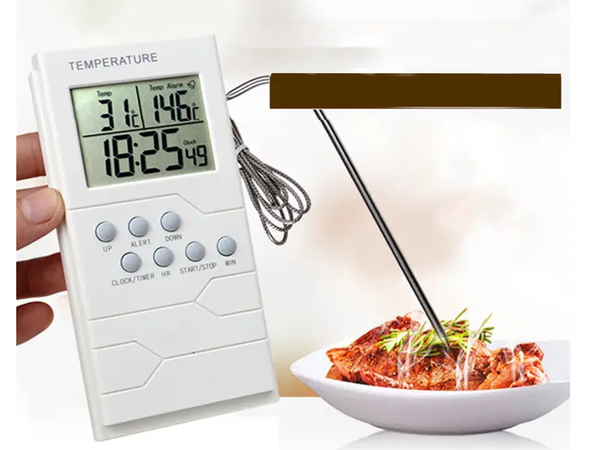 Küchenthermometer sonde lcd-uhr für fleisch
