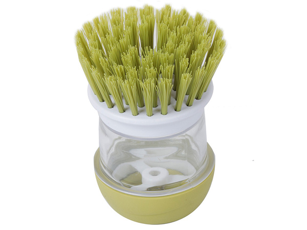 Scrub brush kitchen dishwasher liquid dispenser scrub stand