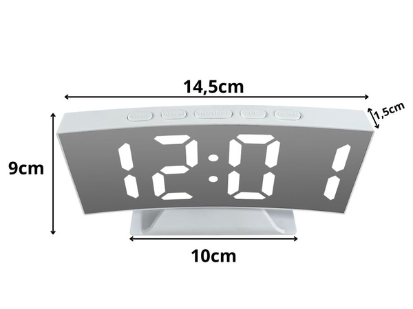 Reloj electrónico digital led despertador termómetro espejo de pie usb memoria