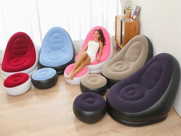 Fauteuil de jardin chaise longue gonflable plage pouf repose-pieds confortable