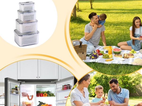 Recipiente pentru alimente de bucătărie cu coș recipient cu sigiliu 4 piese