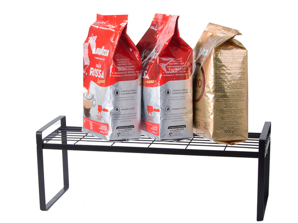 FÉM POLC EGYSZINTES KONYHAI SZERVEZŐ ÁLLVÁNY FEKETE A KONYHÁBA