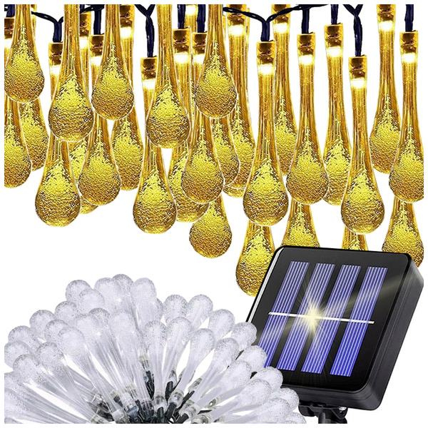 Luces solares jardín carámbano guirnalda terraza balcón 50 led