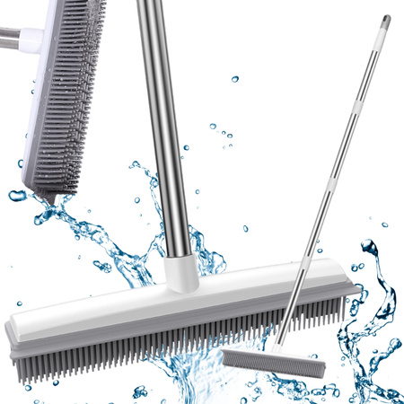 Silikónová gumová metla na zametanie s kovovou rúčkou 120 cm