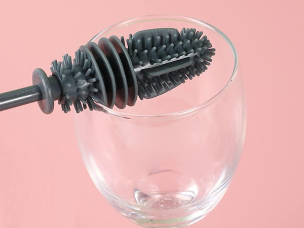 Brush for washing bottles glasses silicone washer long fine