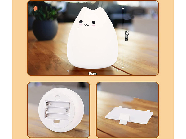 Led nočné svetlo pre deti rgb cat touch silikón