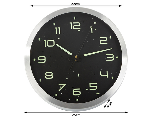 Fluorescente grande reloj de pared fluorescente estrellas 25cm