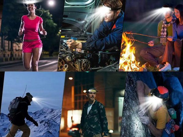 HEADLAMP LED BATTERY-POWERED USB HEADLAMP WITH MOTION SENSOR 3 STRAPS