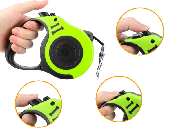 Automatikus lanyard kutyák kutyák keresztünk blokkolása erős, keverenyes tekercs 5m 15kg