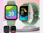 Montre connectée pour femme et homme, bracelet en caoutchouc, sport, Bluetooth, appels, vert