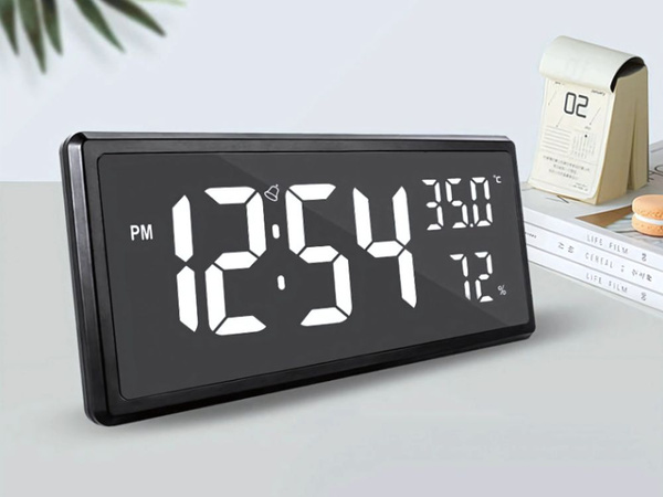 Zegar budzik elektroniczny cyfrowy led stojący wiszący temperatura wilgoć
