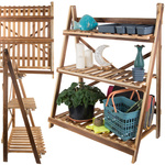 Kwietnik stojący drewniany wysoki na kwiaty doniczki 3 poziomowy regał