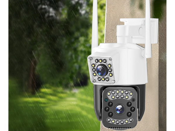 Camera with two lenses, outdoor rotating Wi-Fi, motion detector, IP